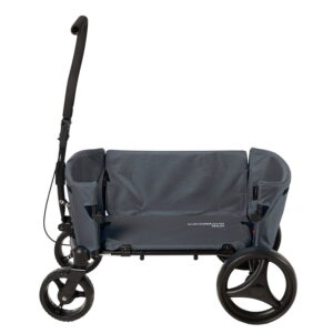 Beachwagon Mini donkergrijze opvouwbare bolderkar een zijkant ingeklapt