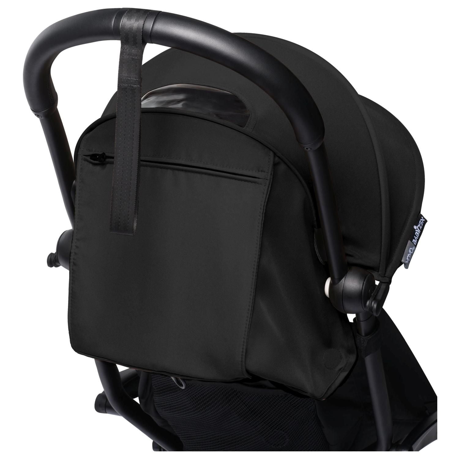 Babyzen Yoyo 2 buggy zwart achterkant met opbergvak met rits en beugel