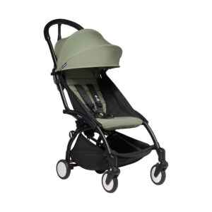 Babyzen Yoyo huren vliegtuigbuggy 6m olive green met zonnekap vooraanzicht