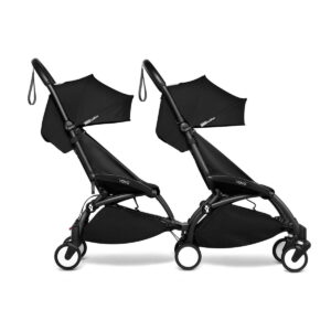 Babyzen yoyo connect duo buggy twee achter elkaar zwart zijaanzicht