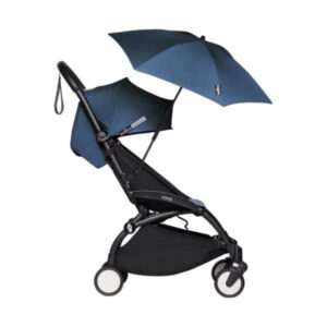 Babyzen yoyo buggy blauwe met air france parasol uitgeklapt zijaanzicht
