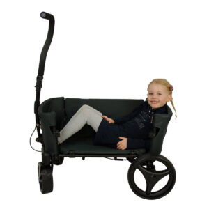 Opvouwbare_bolderkar_strand_Beachwagon_mini_zijaanzicht_bankje_met_kind