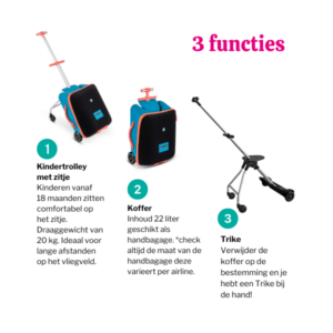 Micro Eazy Luggage 3 functies, kindertrolley, koffer, trike