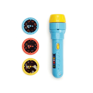 Kinderzaklamp met verhaalschijven voor op vakantie en camping