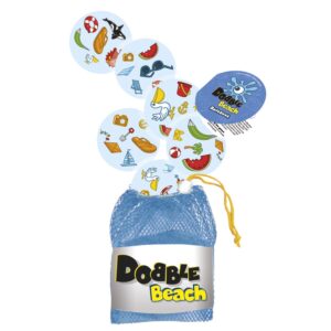 Dobbel beach . IWaterbestendig kaartspel voor families op vakantie. In waterbestendige tas