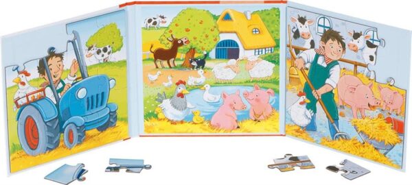 Uitvouwbaar magnetisch puzzelboek met boerderij-thema