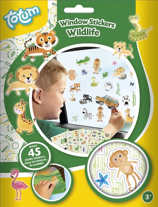 Statische raamstickers met wilde dieren voor op vakantie en op reis