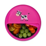 Carl Oscar - snackdisc koe paars- ronde snackbox met vakjes 15 x 4,5 cm
