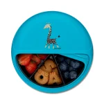 Carl Oscar SnackDisc giraffe turquoise – ronde snackbox met vakjes 15 x 4,5 cm