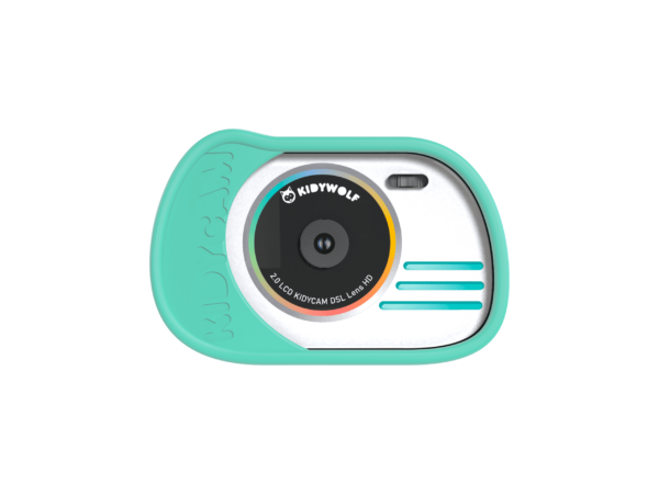 Kindvriendelijke camera met siliconen grip kleur cyaan
