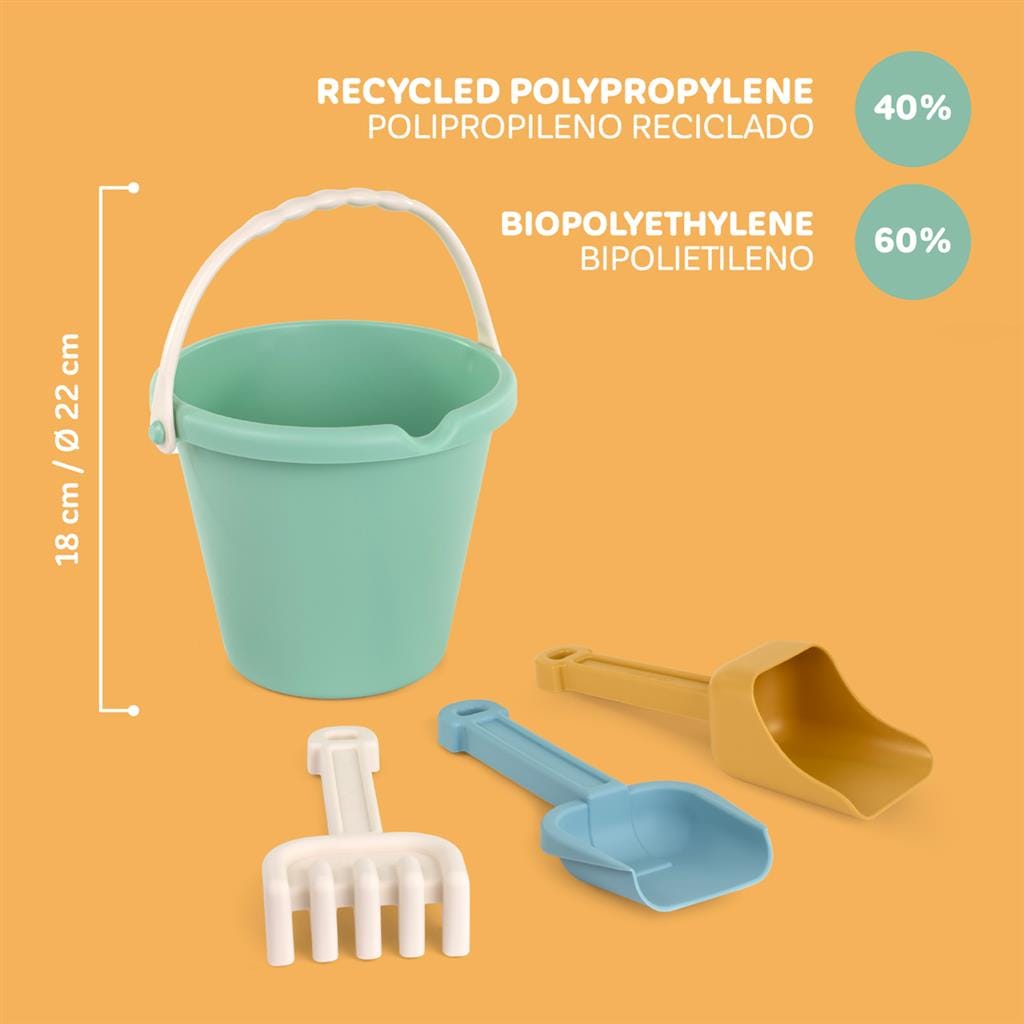 Miniland Eco zandbakset is gemaakt van 60% biopolyethyleen en 40% gerecycled polypropyleen