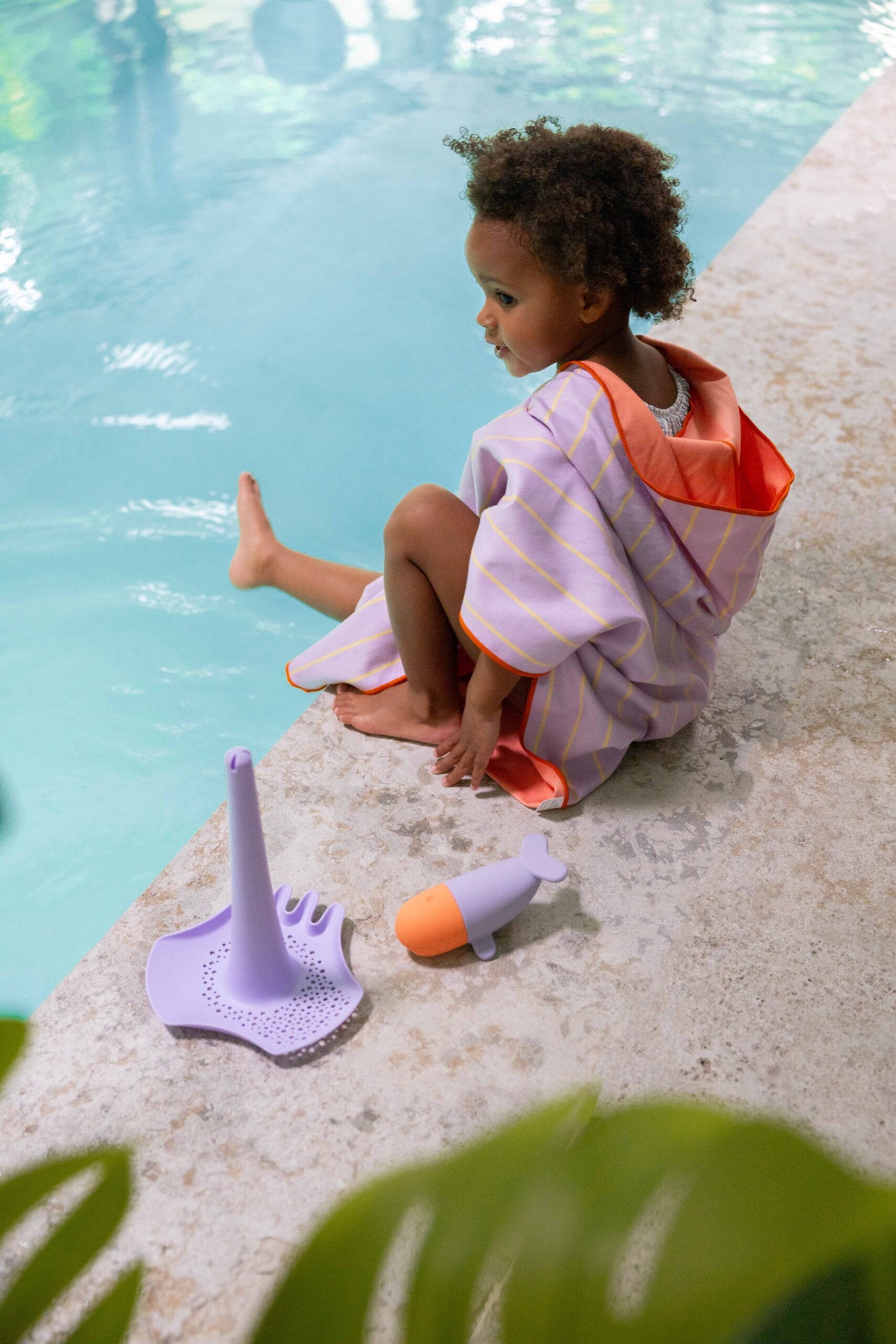 Quut kleurrijke poncho voor kinderen kleur lavender paars