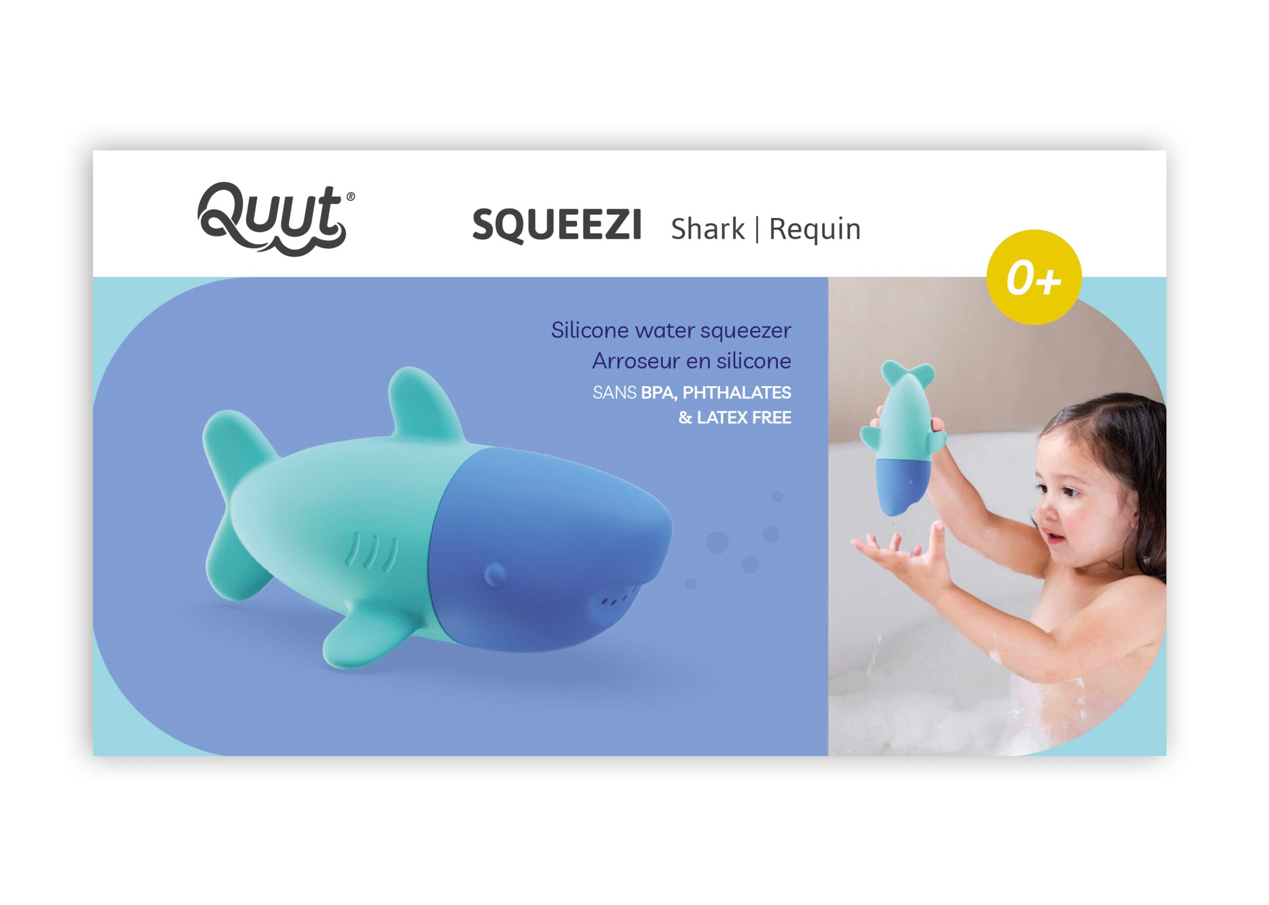 Quut Squeezi sproeier - haai badspeeltje in verpakking