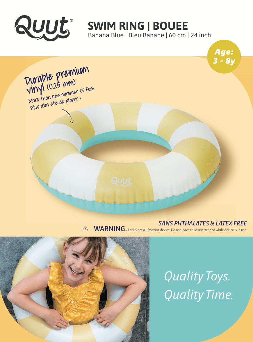 Quut-zwemring-60cm-banana-blue in verpakking