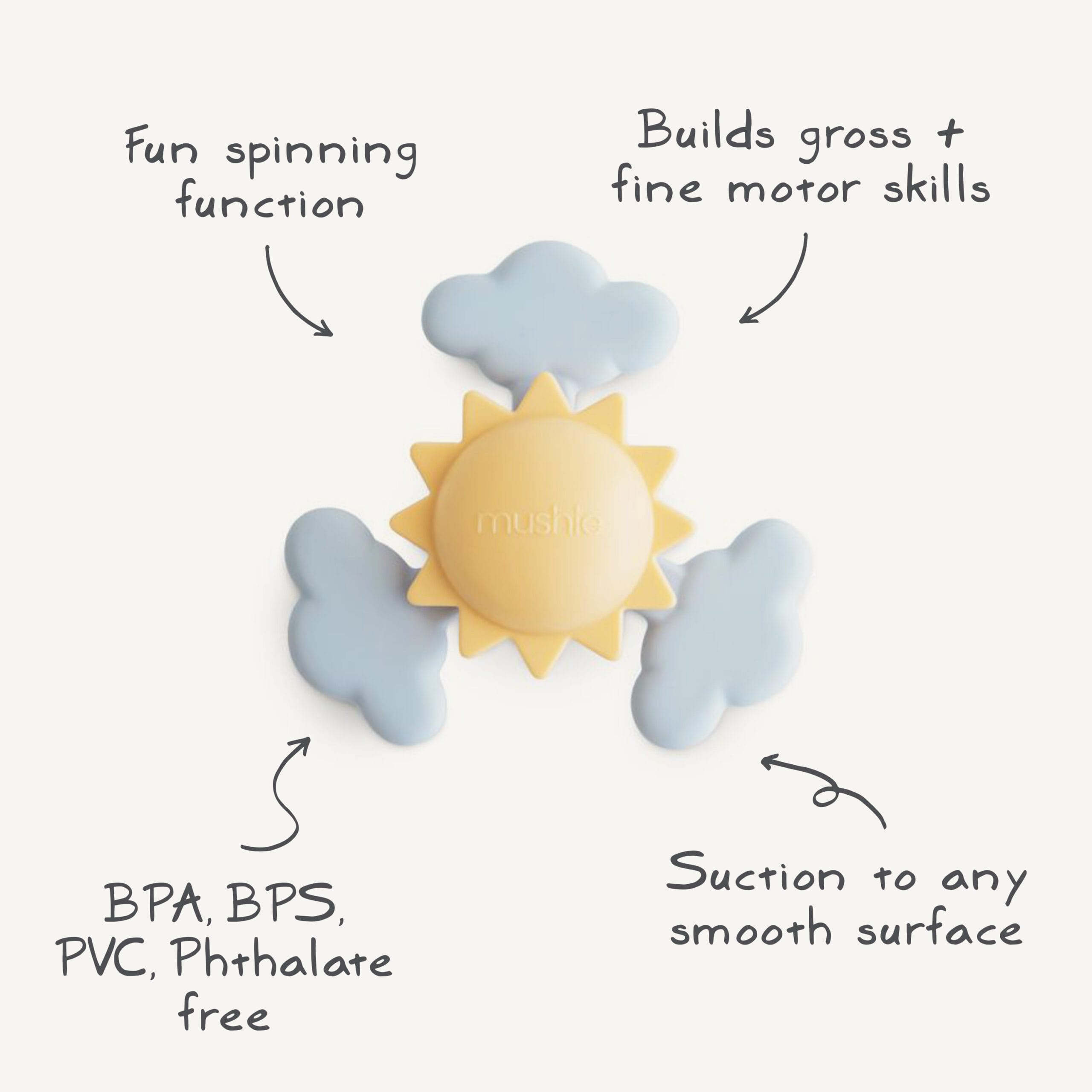 Mushie_babyspeeltje_spinner_met_zuignap_sunshine_10mnd uitleg verschillende materialen