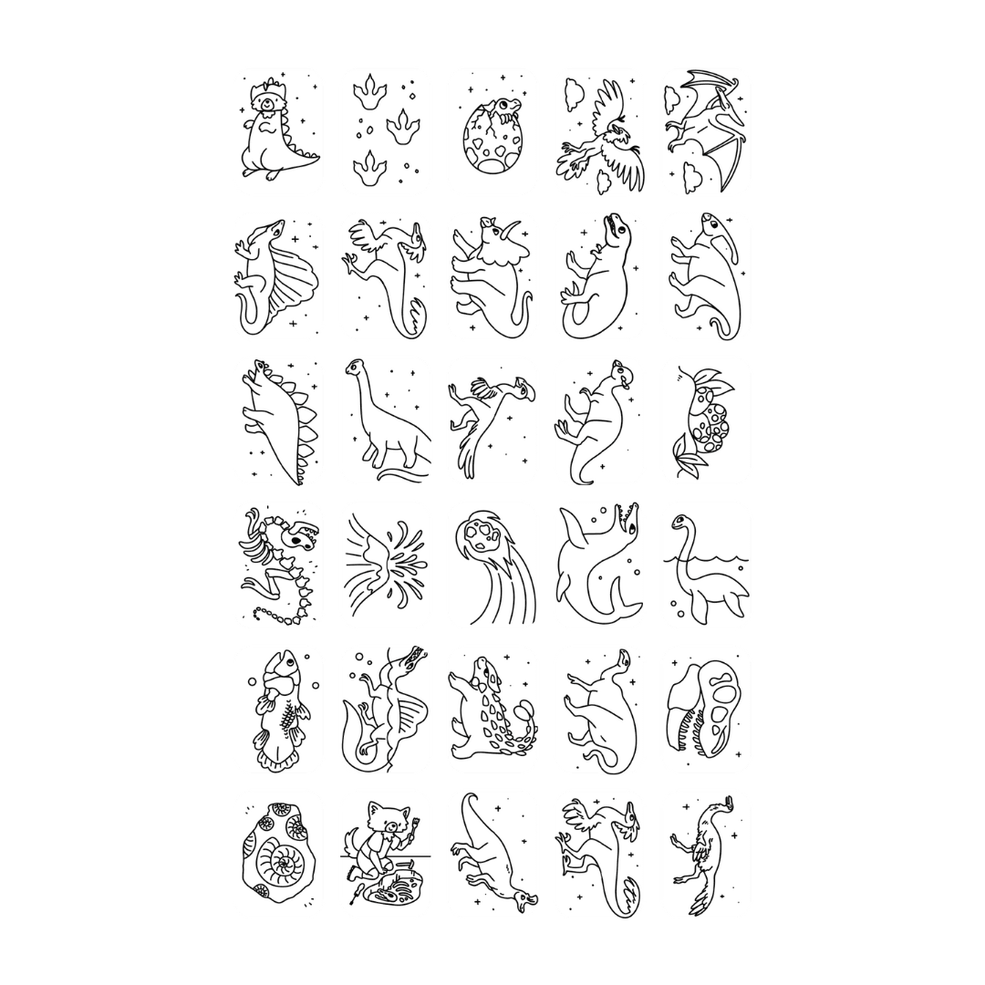 Kidywolf_mini_tekentablet_kidydraw_30_overtrekbare_tekenkaarten_dinosaurussen