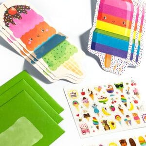 Ooly kaartenset kinderen – 6 wenskaarten en 4 stickervellen