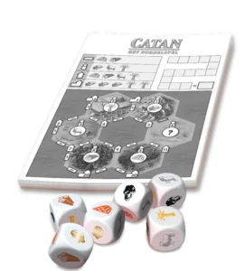 Bouw straten en nederzettingen met dobbelstenen in Catan dobbelspel.