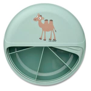 Bentodisc Green Camel open – snackbox met draaideksel en vijf compartimenten