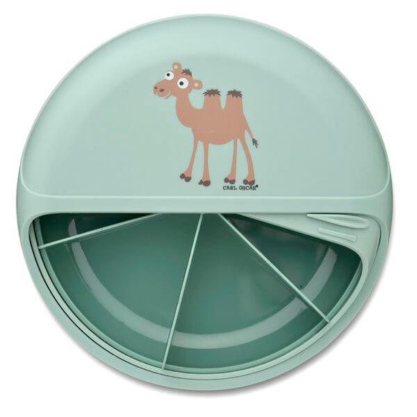 Bentodisc Green Camel open – snackbox met draaideksel en vijf compartimenten