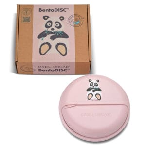 Bentodisc Pink Panda gesloten – snackbox met draaideksel als bord en verpakking
