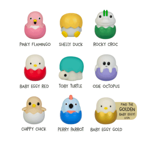 Collectie van 9 Eggy Mystery Lights met gouden limited edition