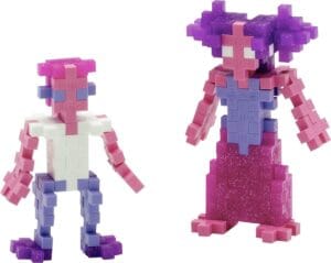 Glinsterende Plus‑Plus blokjes in pastel- en glitterkleuren