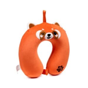 rode panda pluche kindernekkussen met memory‑foam – zijaanzicht
