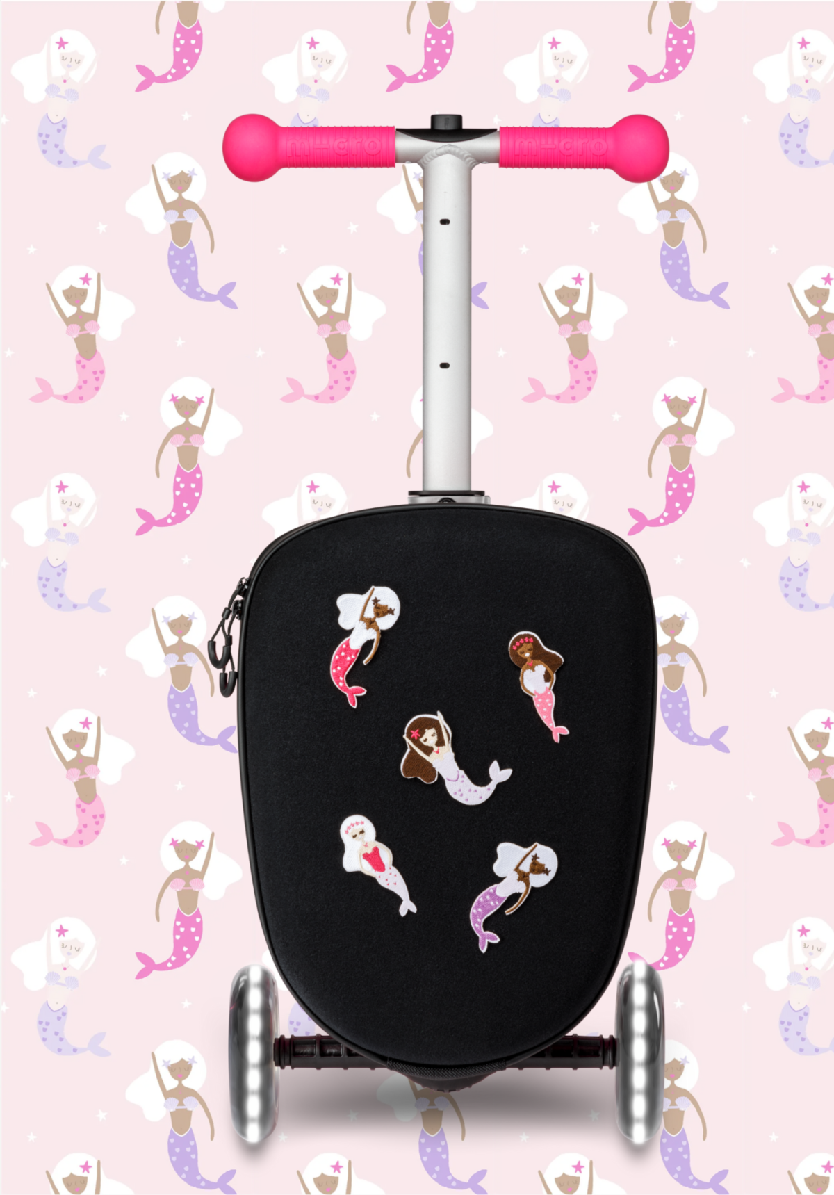 roze stepkoffer met led patch en play