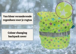 Heckbo regenhoes met sterrenmotief verandert van kleur – benadrukt de magische kleurverandering bij regen