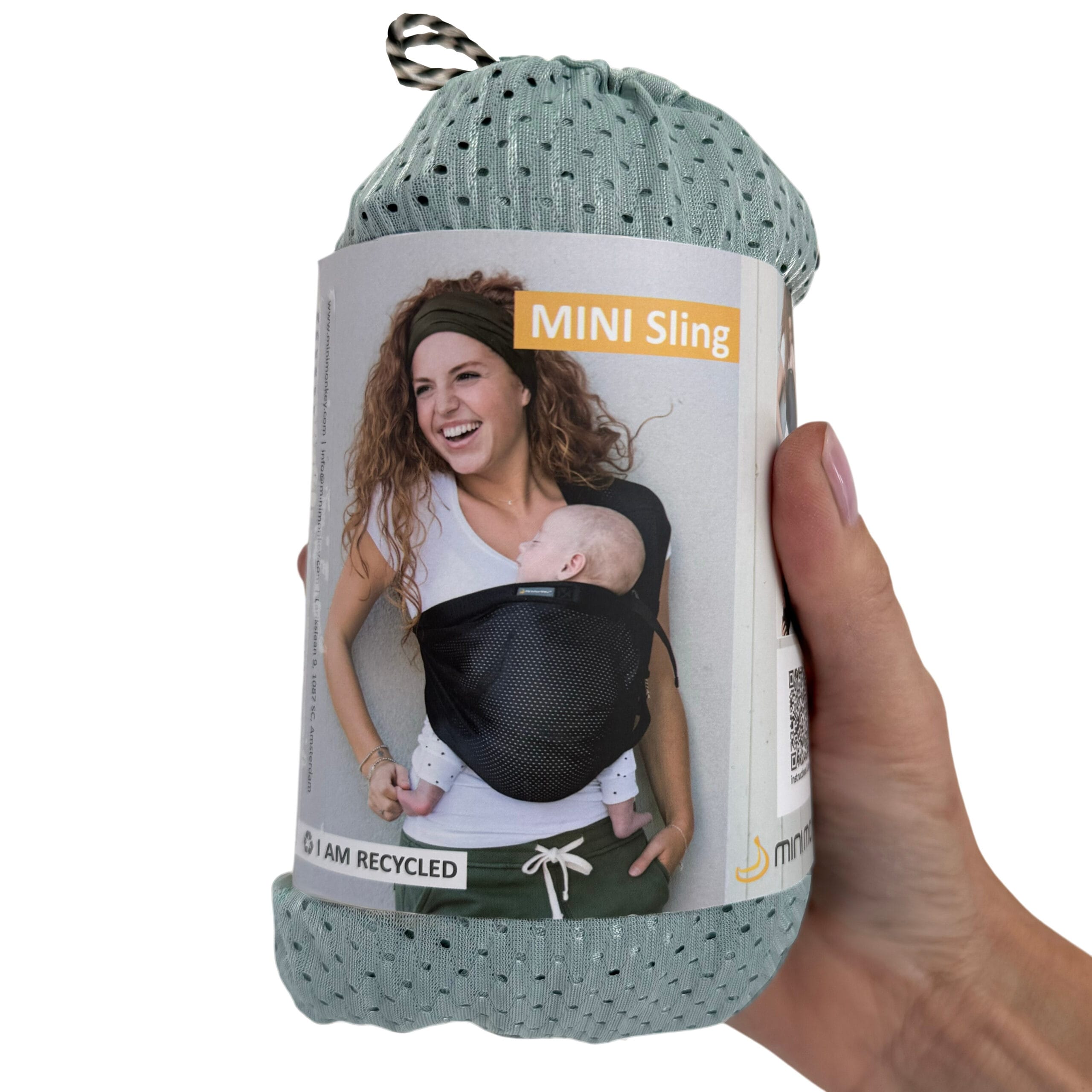 minimonkey_mini_sling_light_green in compact formaat
